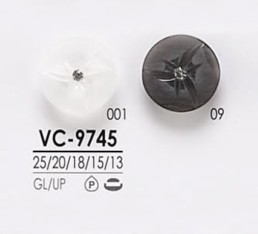 VC9745 染色用 ピンカール調 クリスタルストーン ボタン アイリス