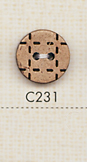 C231 天然素材 2つ穴 ステッチ風 ウッドボタン 大阪プラスチック工業(DAIYA BUTTON)