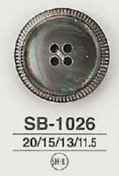SB-1026 黒蝶貝製 表穴4つ穴・つや有りボタン アイリス
