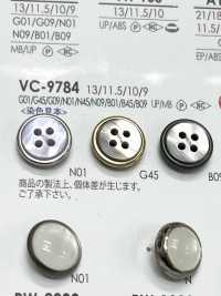 VC9784 ポリエステル樹脂/真鍮製 表穴４つ穴・半つやボタン アイリス サブ画像