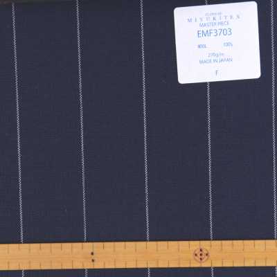 EMF3703 マスターピースコレクション サヴィルロウヤーンカウントシリーズ 広巾ストライプ ネイビー[生地] 御幸毛織(ミユキ) サブ画像