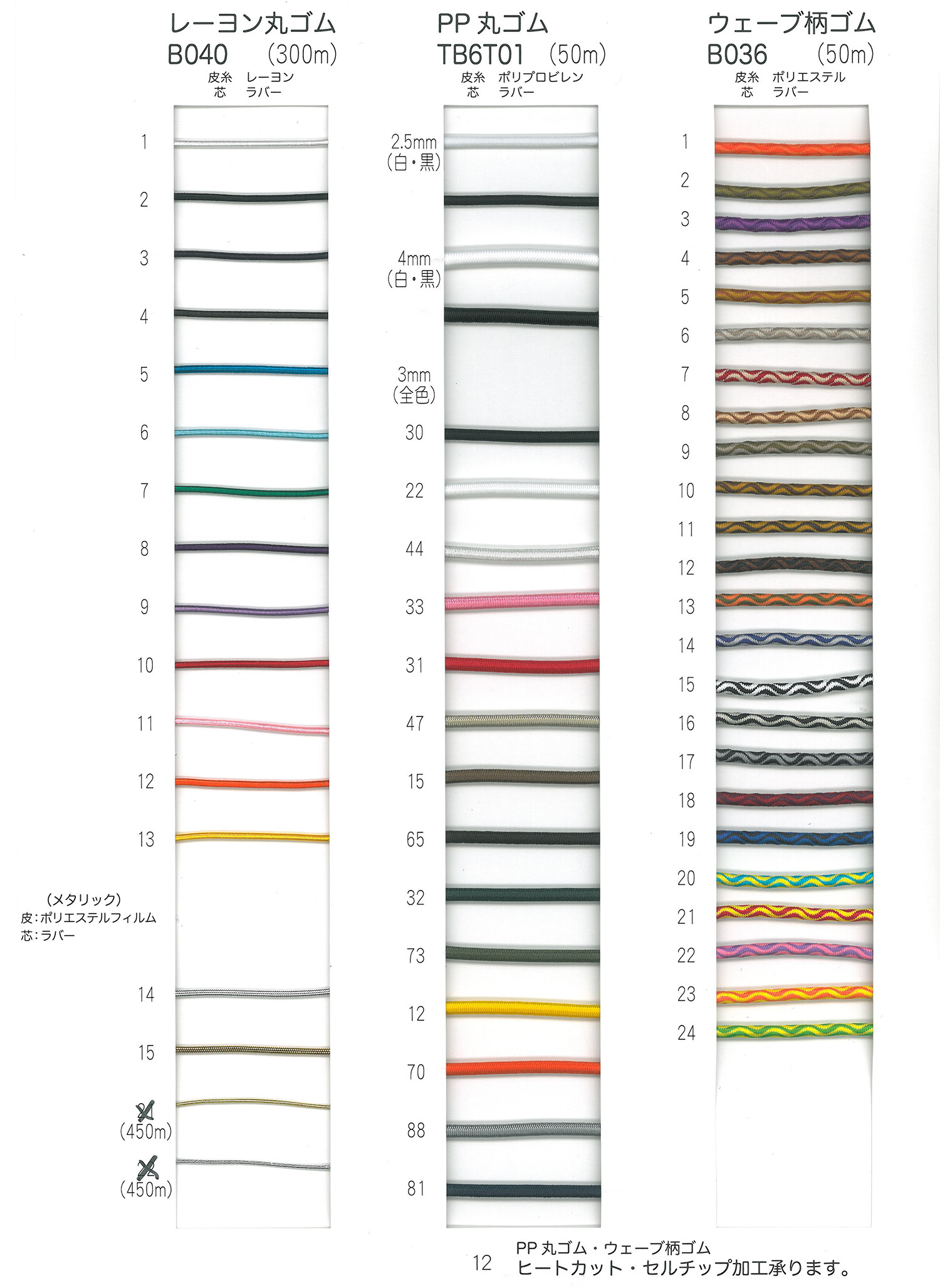 B040 レーヨン丸ゴム(30m) 500 BRAIDS & WEBBING