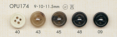 OPU174 【廃番】シャツ・ブラウス用 4つ穴 ポリエステルボタン 大阪プラスチック工業(DAIYA BUTTON)