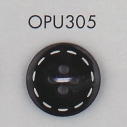 OPU305 ステッチデザイン 4つ穴 べっ甲調 ポリエステルボタン 大阪プラスチック工業(DAIYA BUTTON)