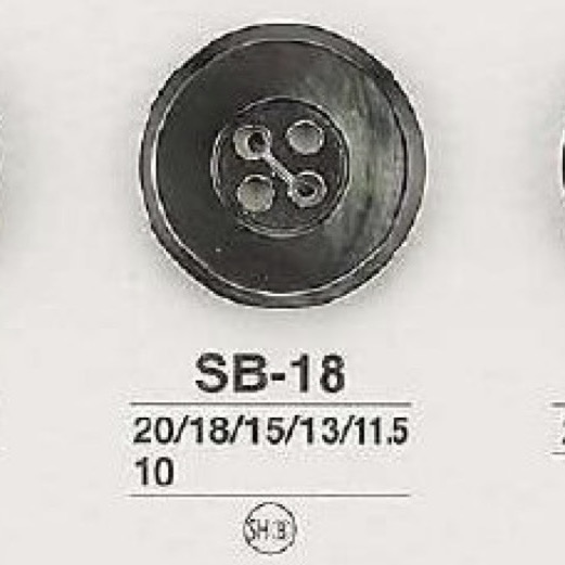 SB18 黒蝶貝製 表穴4つ穴ボタン アイリス
