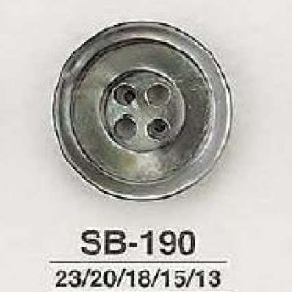 SB190 黒蝶貝製 表穴4つ穴ボタン アイリス