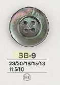 SB9 黒蝶貝製 表穴4つ穴ボタン アイリス