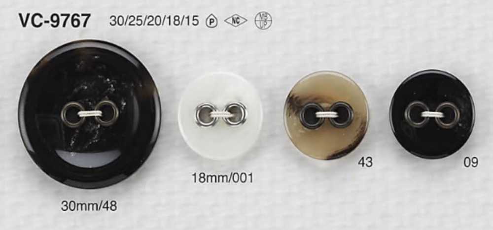 VC9767 真鍮/ポリエステル樹脂製 表穴2つ穴ボタン アイリス