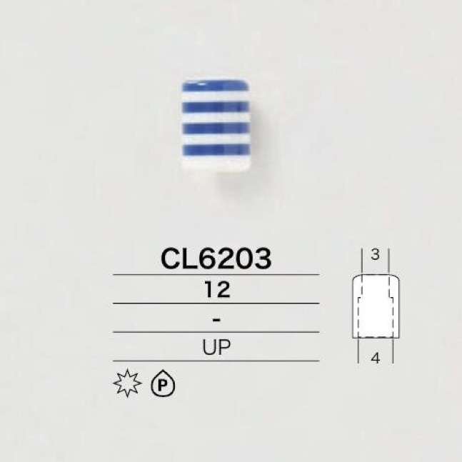 CL6203 筒型コードエンド(横ストライプ)[バックル・カン類] アイリス