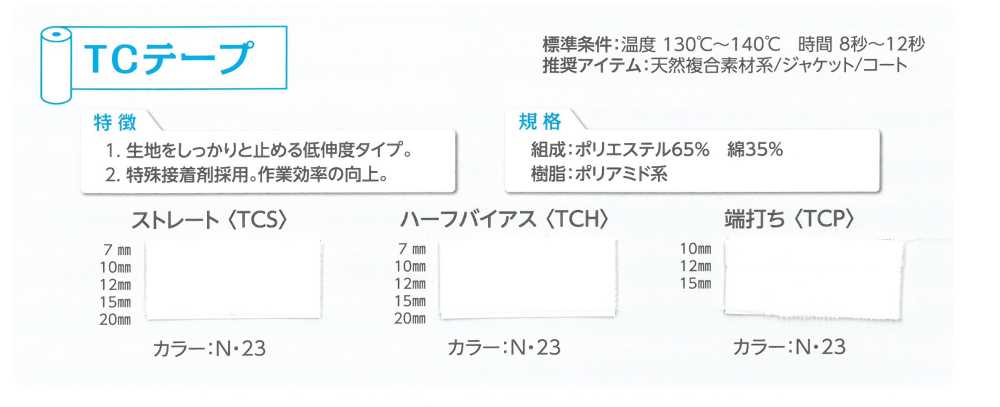 TCH TCハーフバイアステープ[伸止テープ] 東海サーモ(Thermo)