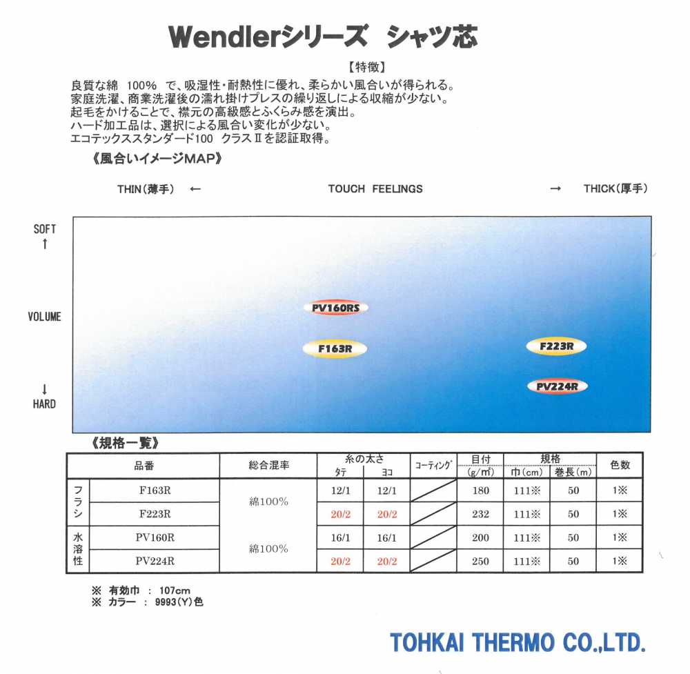 F223R シャツ芯（フラシ）[芯地] 東海サーモ(Thermo)