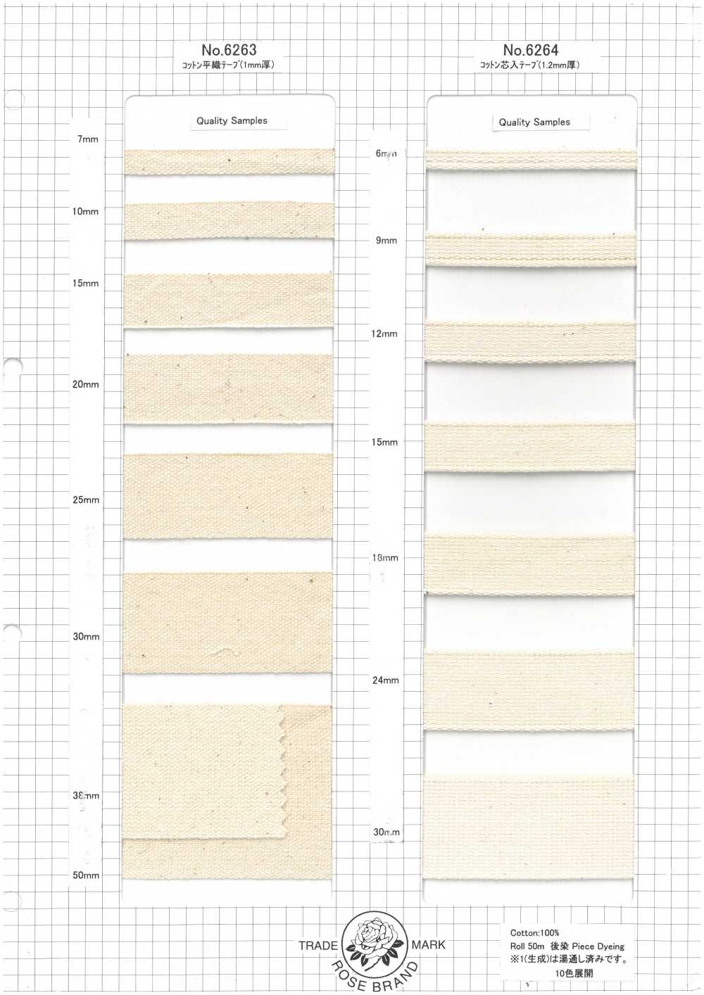 R-SAMPLE-COTTONTAPE ローズコットンテープサンプル帳 (5冊セット) ROSE BRAND(丸進)