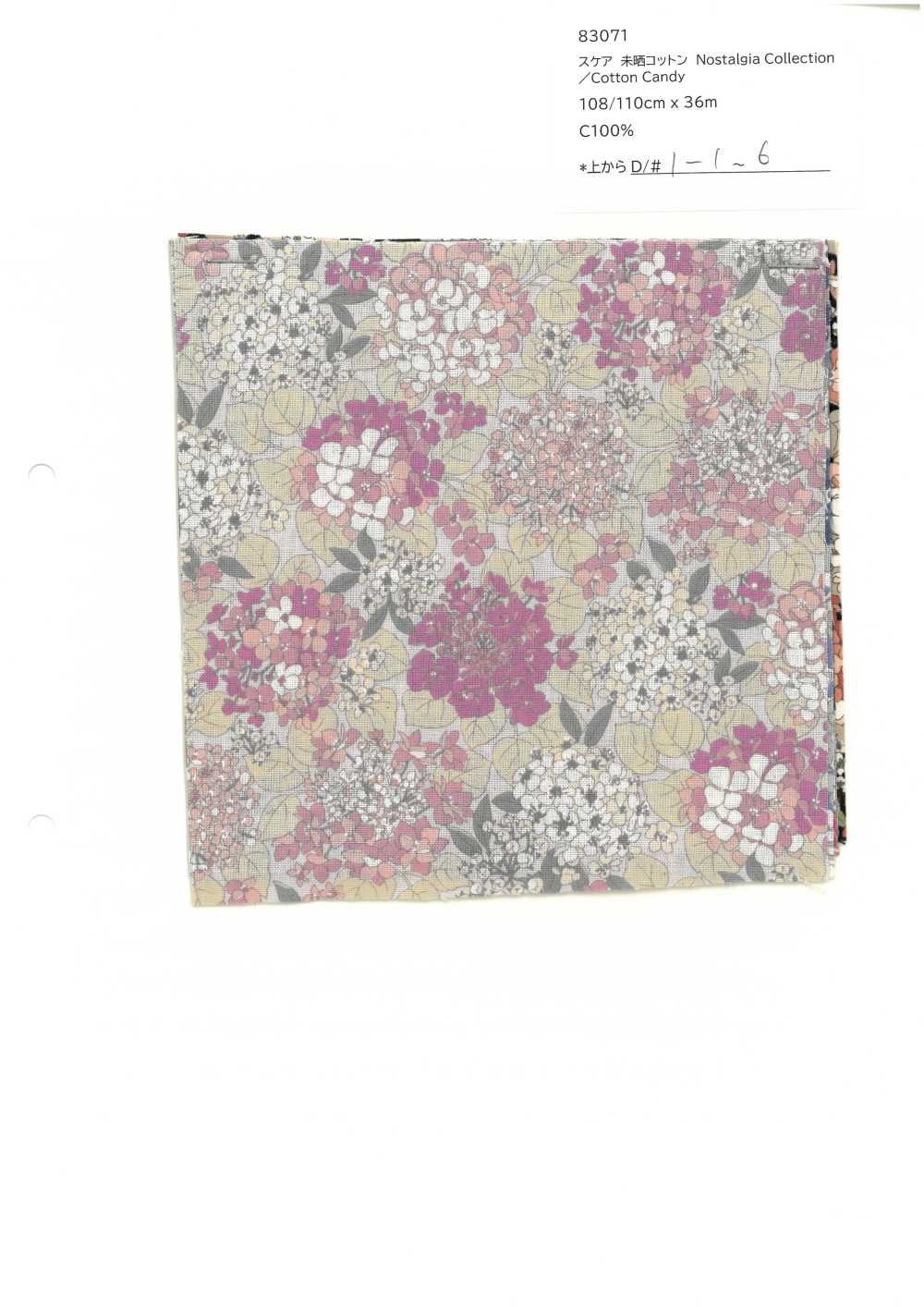 83071 SEVENBERRY®  スケア 未晒コットン Nostalgia Collection / Cotton Candy[生地] VANCET