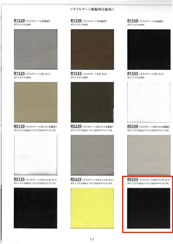 RS335 リブ ラスルヤーン 3本ゴム 1本2×1  60cm巾 竹中商事