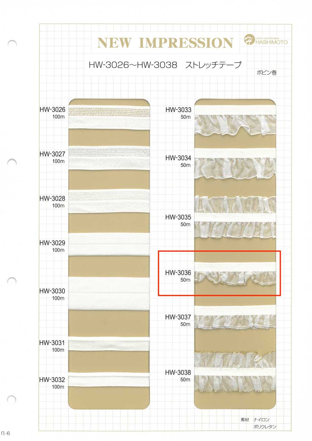 HW-3036 オーガンジーフリル ゴールドラメ ストレッチテープ[リボン・テープ・コード] ノンネーム