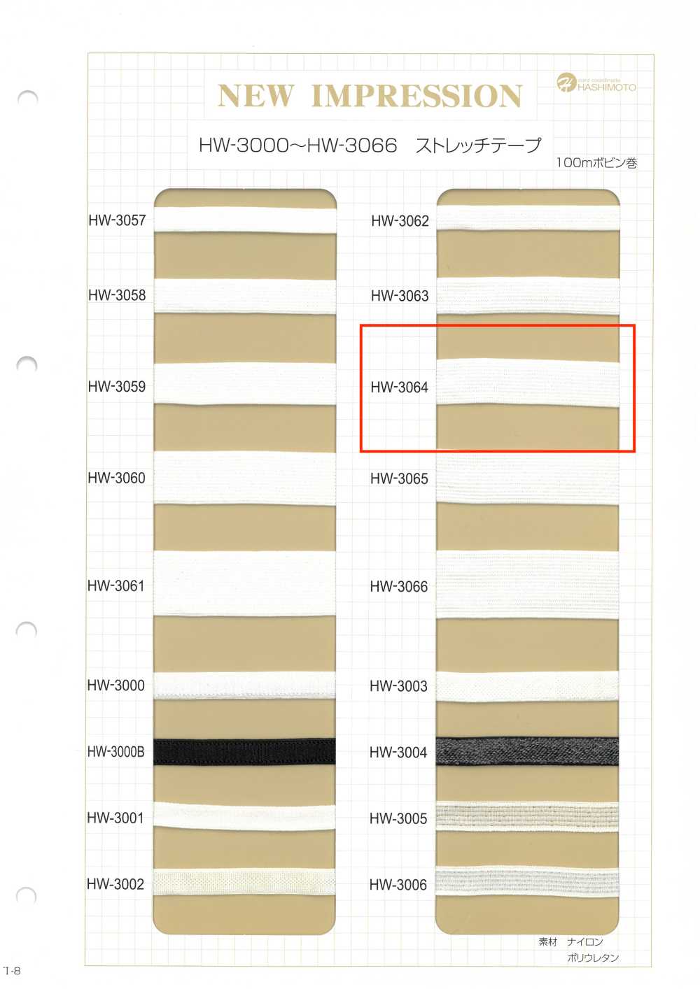 HW-3064 ストレッチテープ コメットテープツヤ[リボン・テープ・コード] ノンネーム