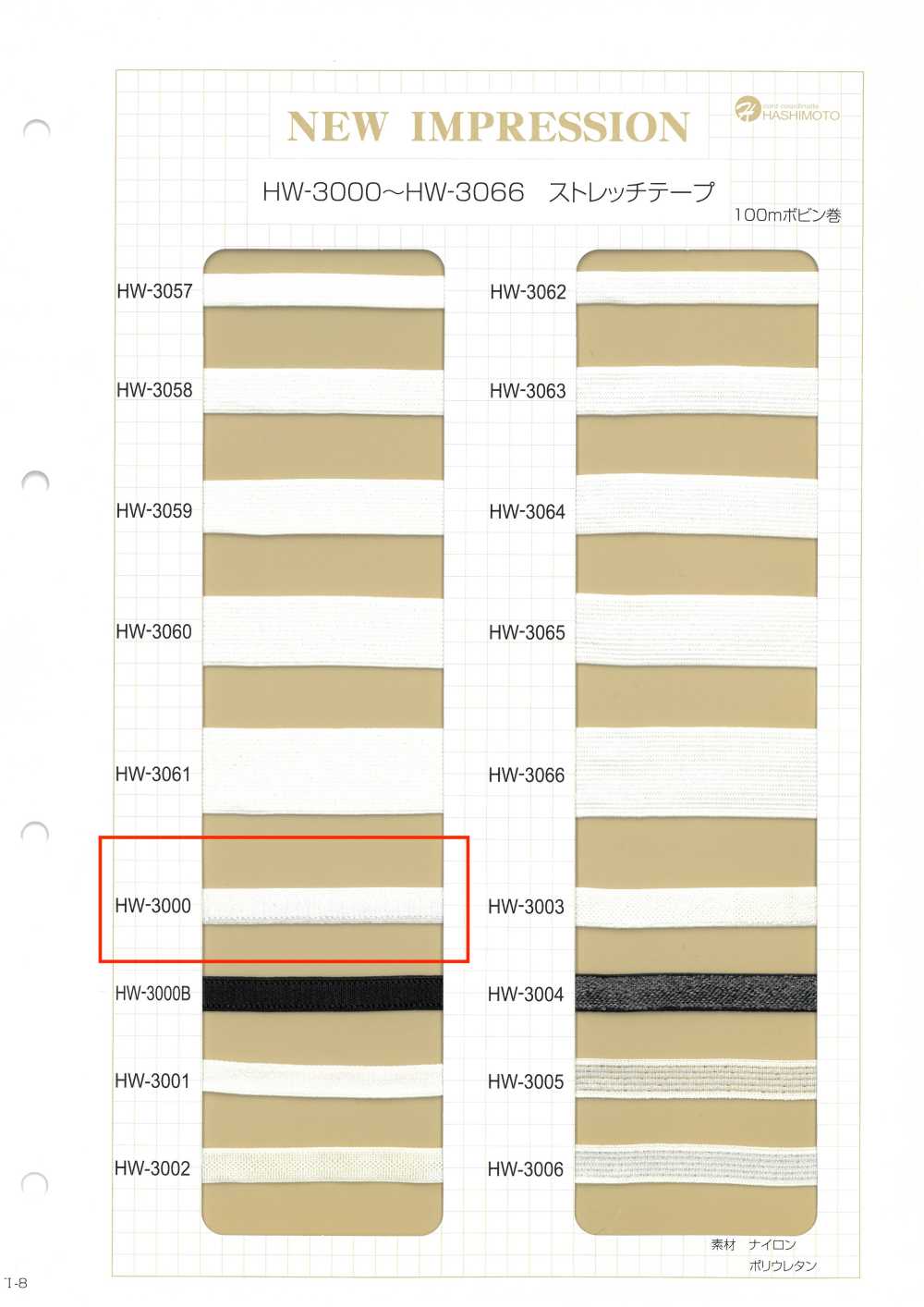 HW-3000 ストレッチテープ 肩ゴム[リボン・テープ・コード] ノンネーム