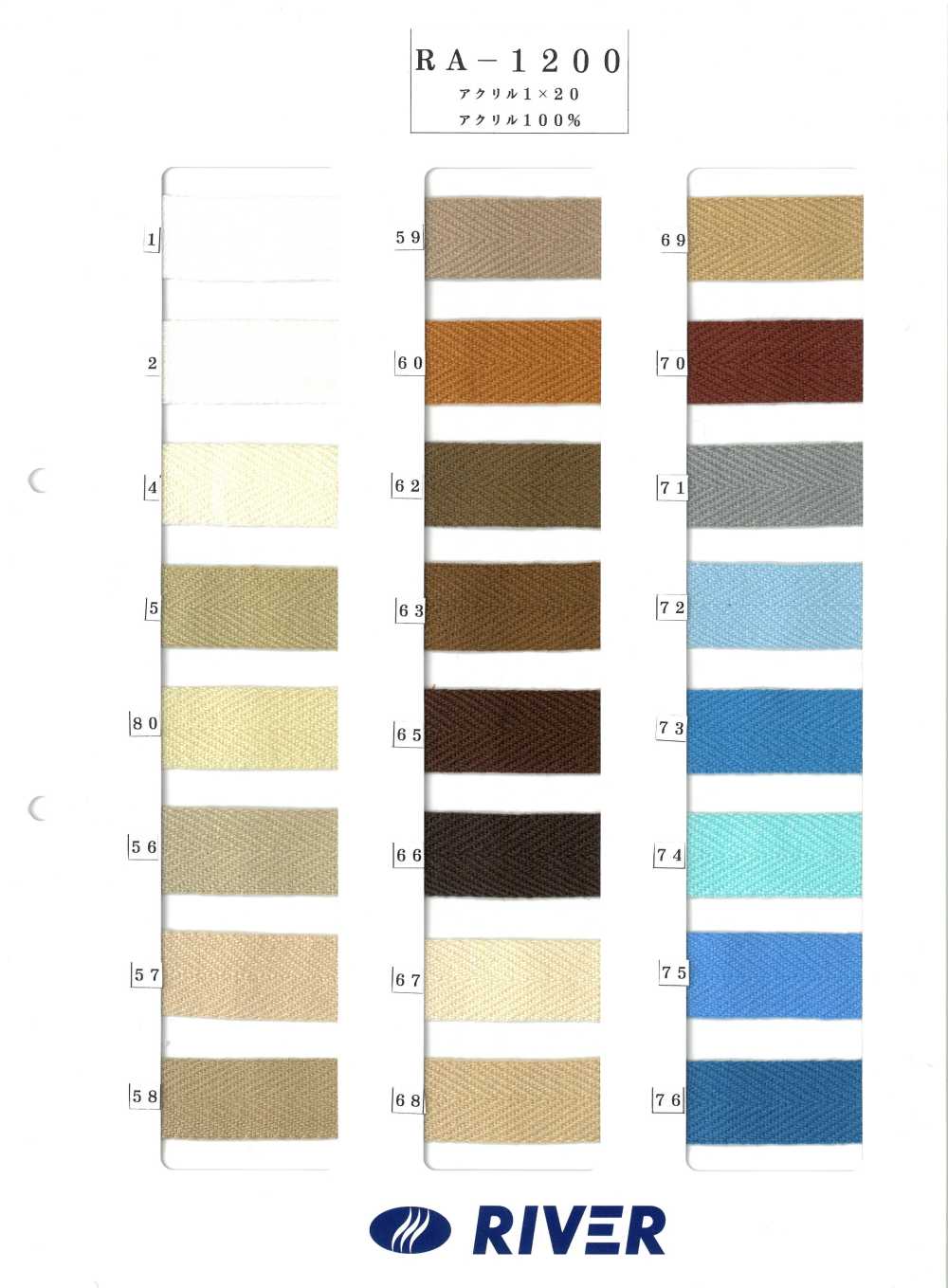 RA-1200 アクリル綾テープ[リボン・テープ・コード] RIVER