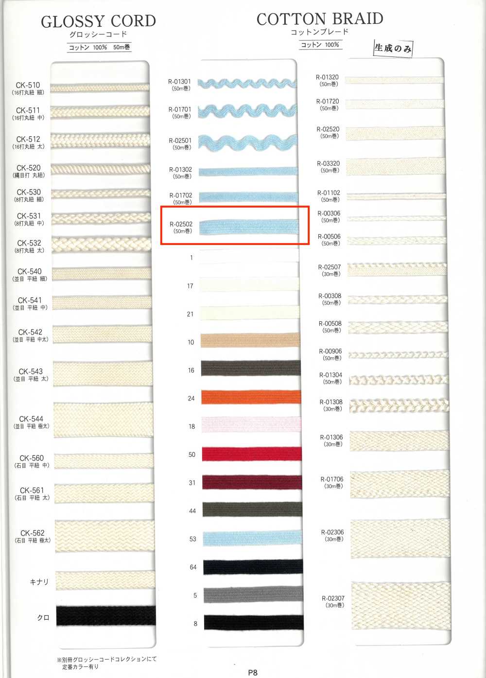R-02502 コットンブレード[リボン・テープ・コード] RIVER