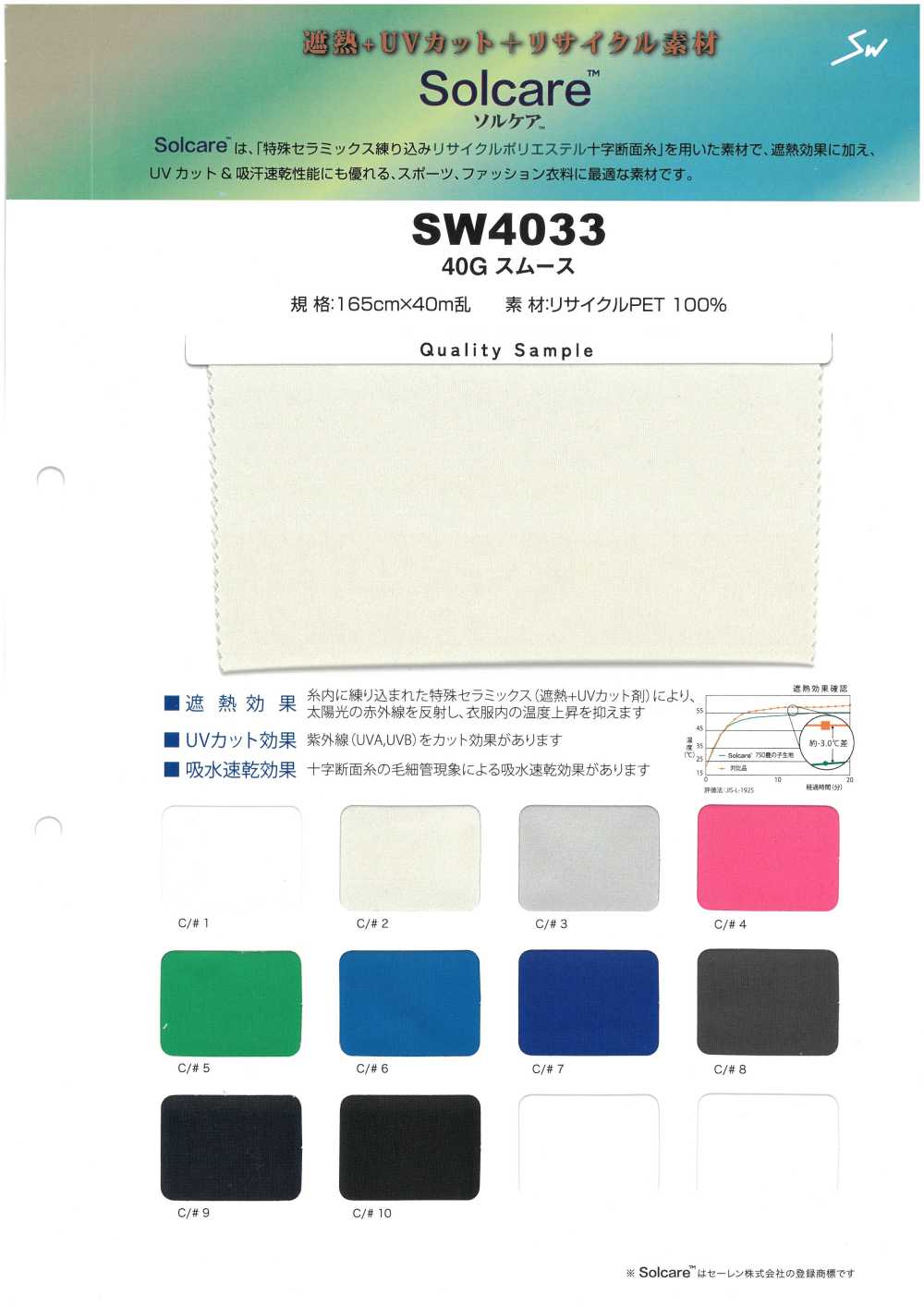 SW4033 Solcare™ 40G スムース[生地] 三和繊維