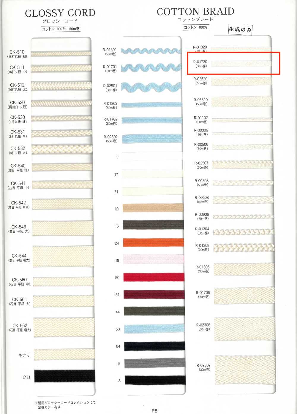R-01720 コットンブレード[リボン・テープ・コード] RIVER