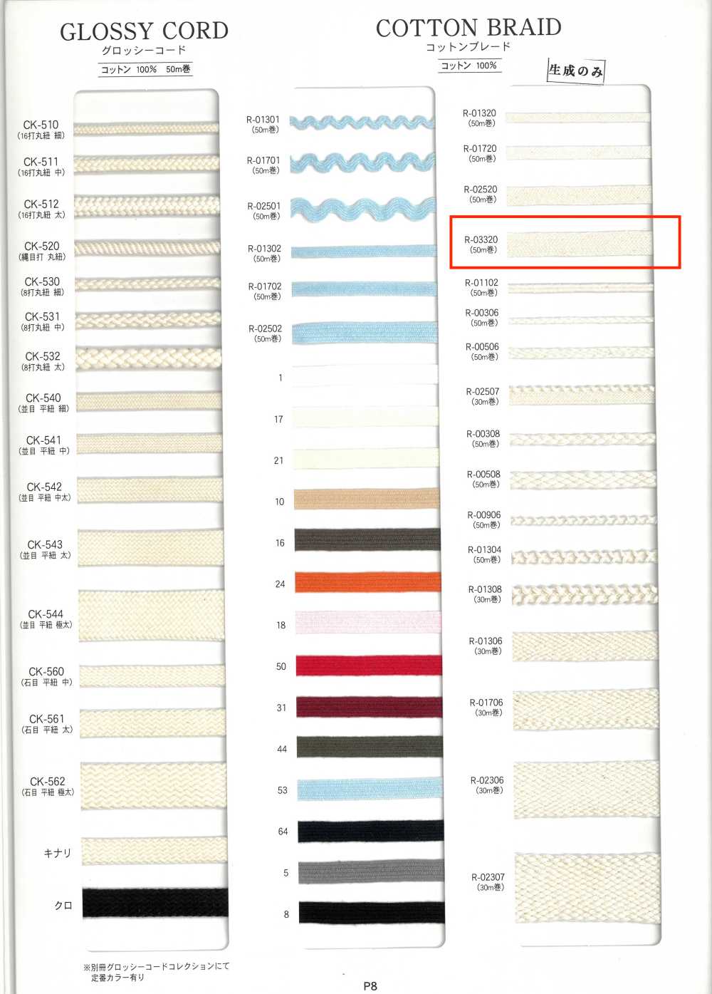 R-03320 コットンブレード[リボン・テープ・コード] RIVER