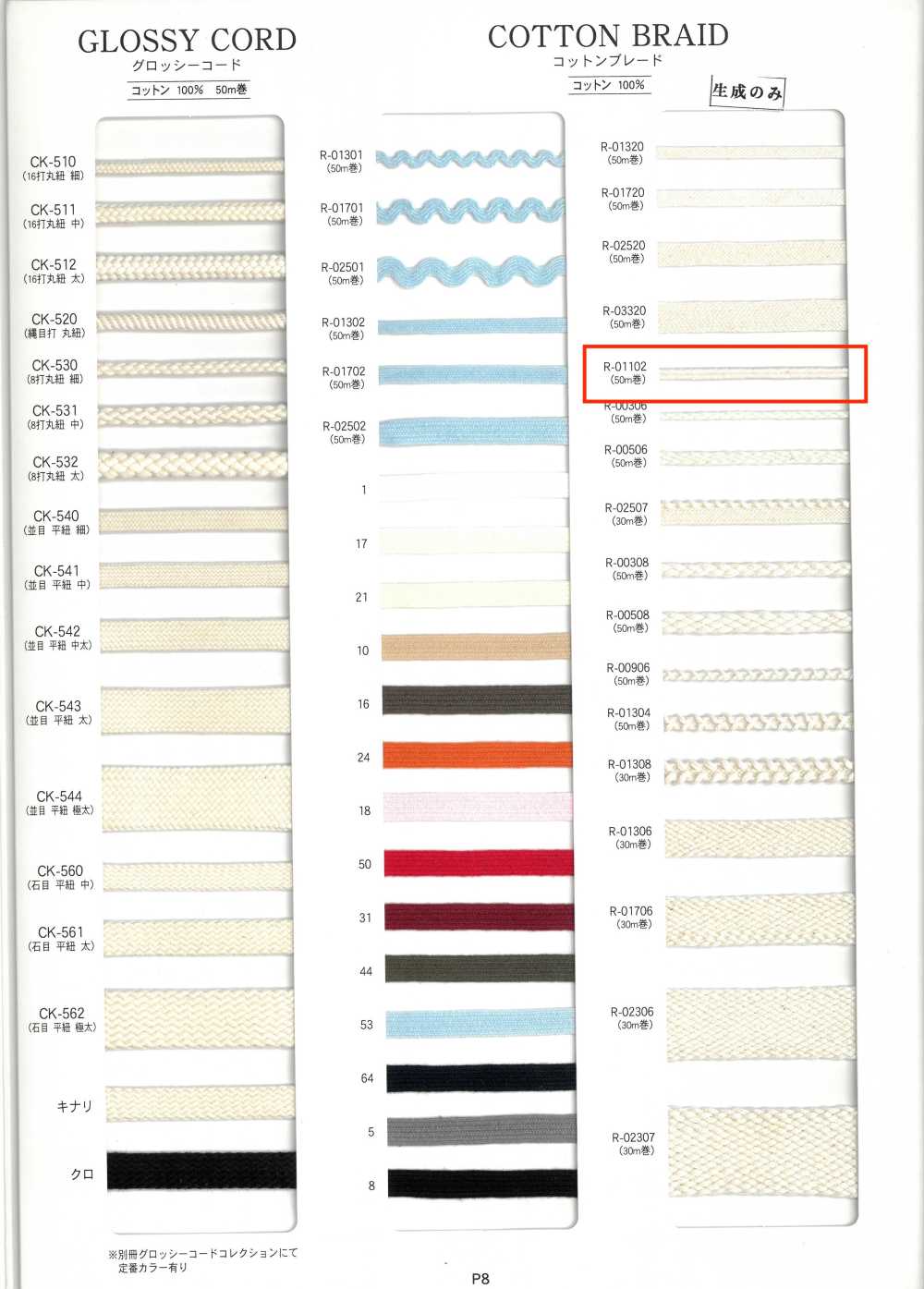 R-01102 コットンブレード[リボン・テープ・コード] RIVER