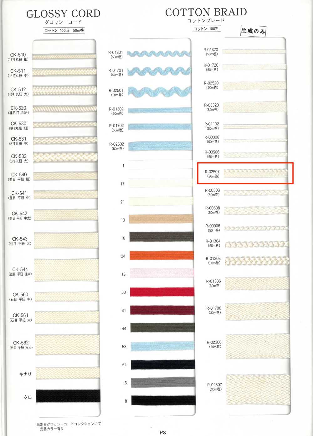 R-02507 コットンブレード[リボン・テープ・コード] RIVER