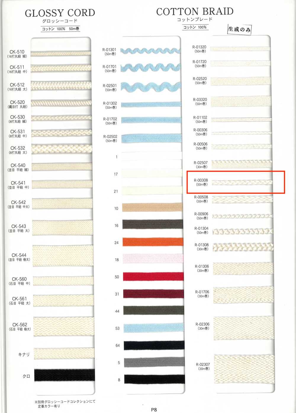 R-00308 コットンブレード[リボン・テープ・コード] RIVER