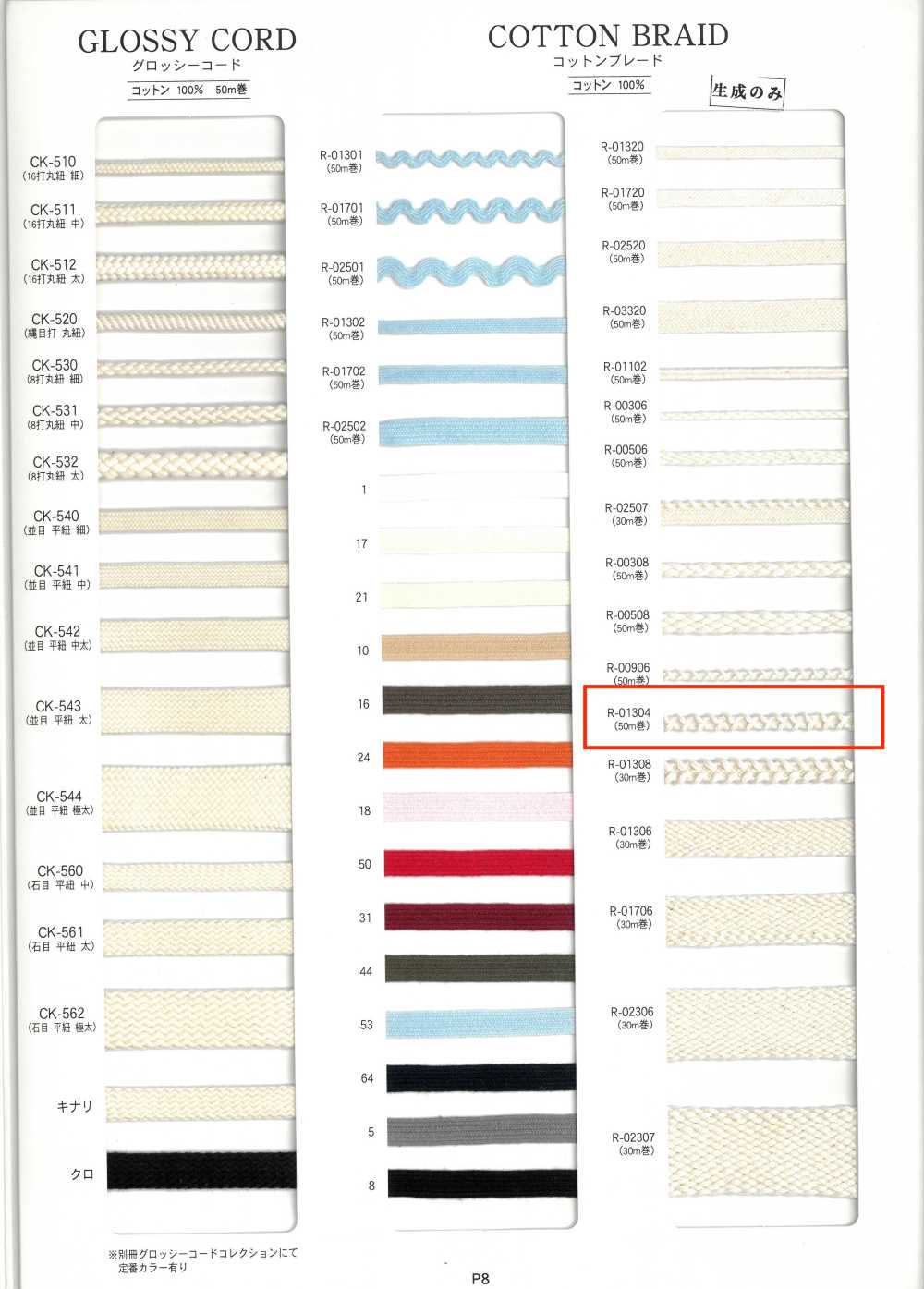 R-01304 コットンブレード[リボン・テープ・コード] RIVER