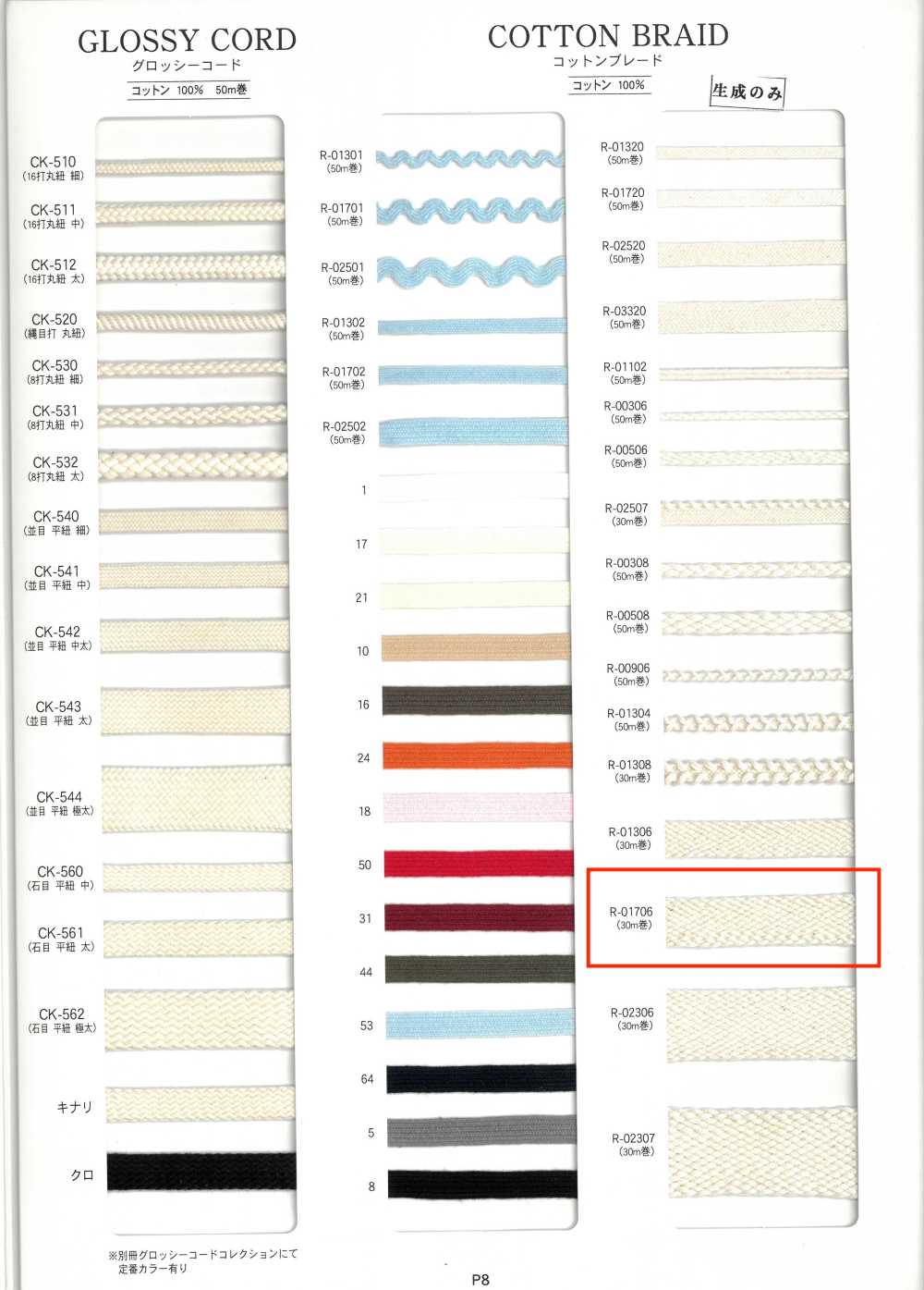 R-01706 コットンブレード[リボン・テープ・コード] RIVER