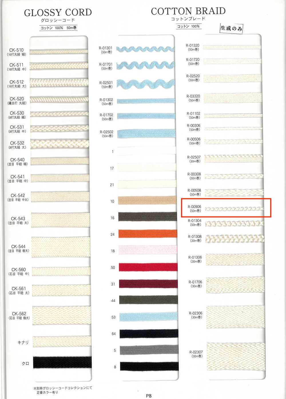 R-00906 コットンブレード[リボン・テープ・コード] RIVER