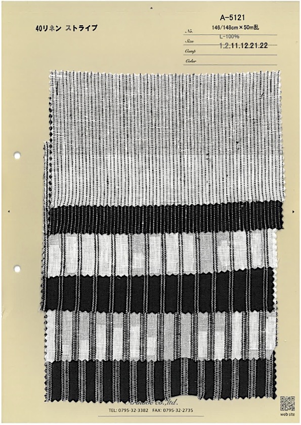 A-5121 40 リネン ストライプ[生地] 有延商店