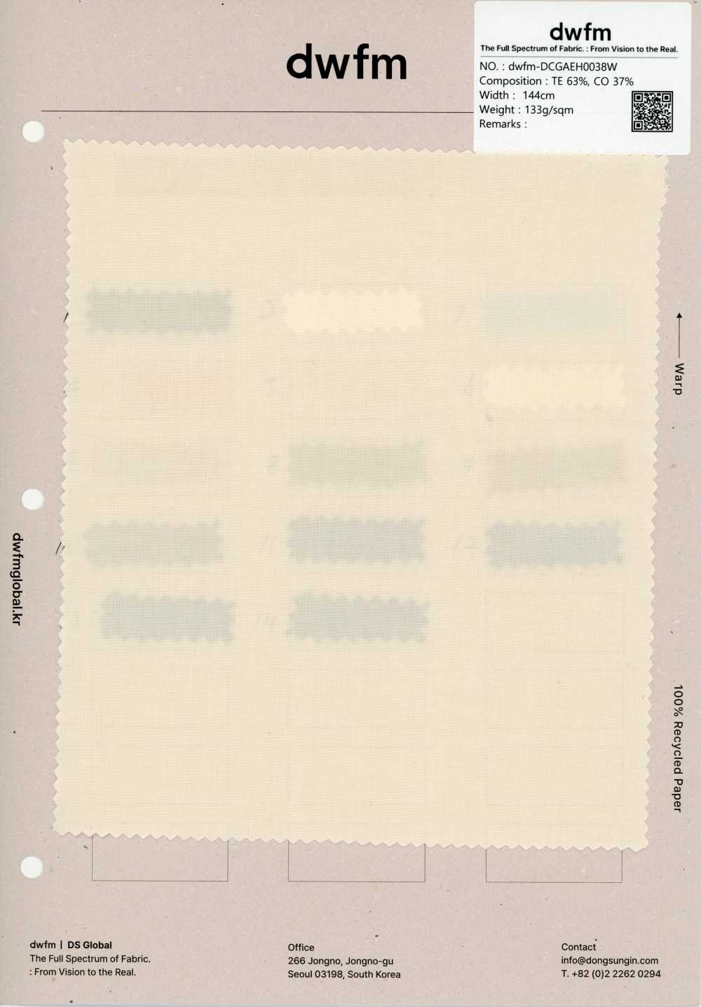 DWFM-DCGAEH0038W テンセル™ コットン ローン[生地] 東大門市場(DWFM)