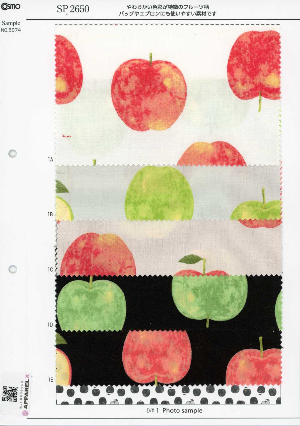 SP2650 Fruits Garden オックス (丸巻)[生地] コスモテキスタイル