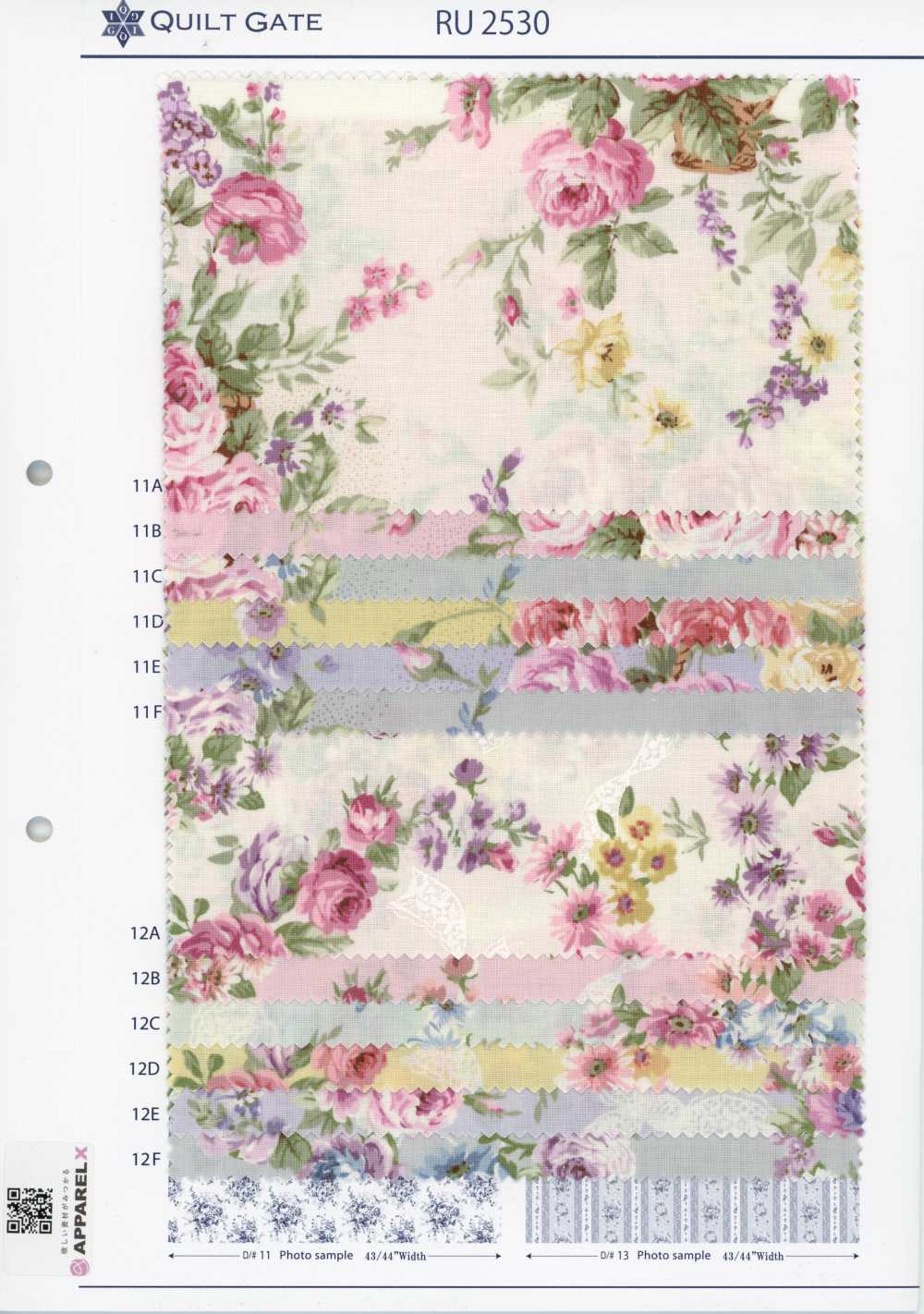 RU2530 RURU BOUQUET Rose Wreath プリント シーチング (丸巻)[生地] コスモテキスタイル