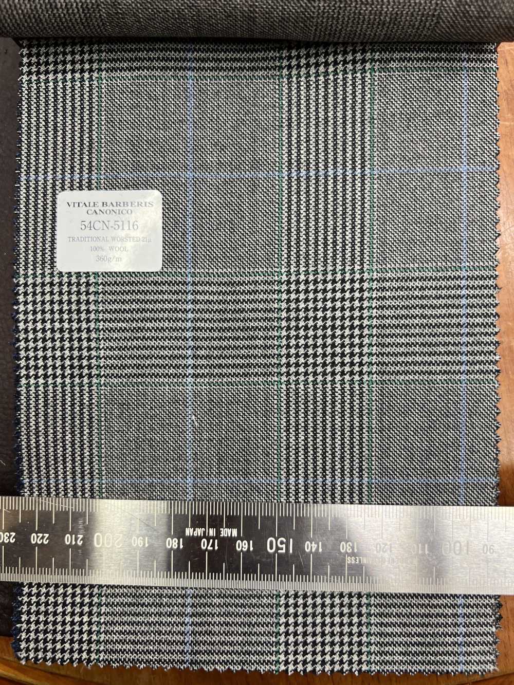 54CN5116 CANONICO(カノニコ) TRADITIONAL WORSTED 21μ プリンスオブウェールズチェック グレー[生地] CANONICO(カノニコ)