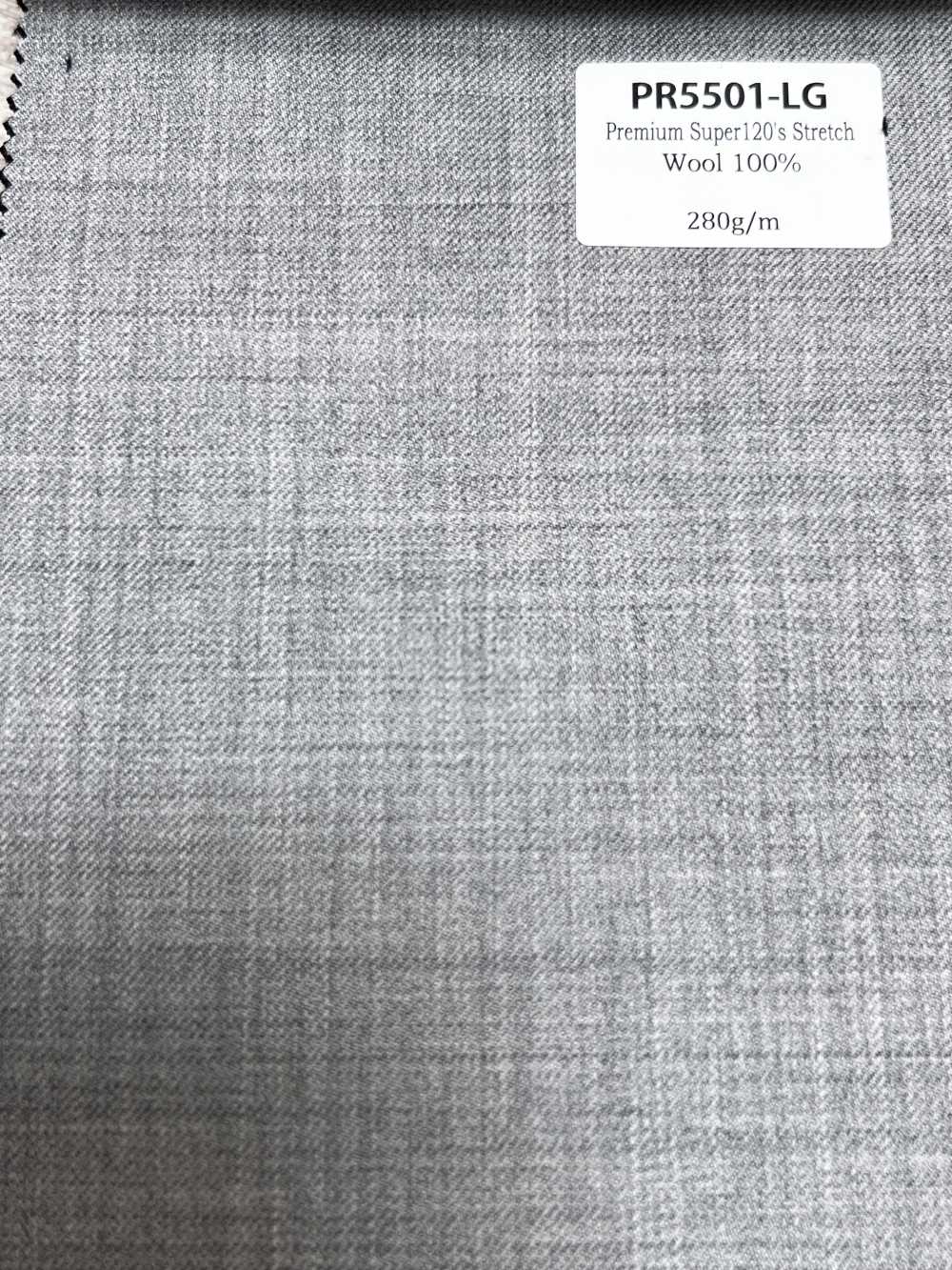 PR5501-LG 定番  国産 Premium Super120's Stretch 無地 ライトグレー[生地] 細井商事株式会社