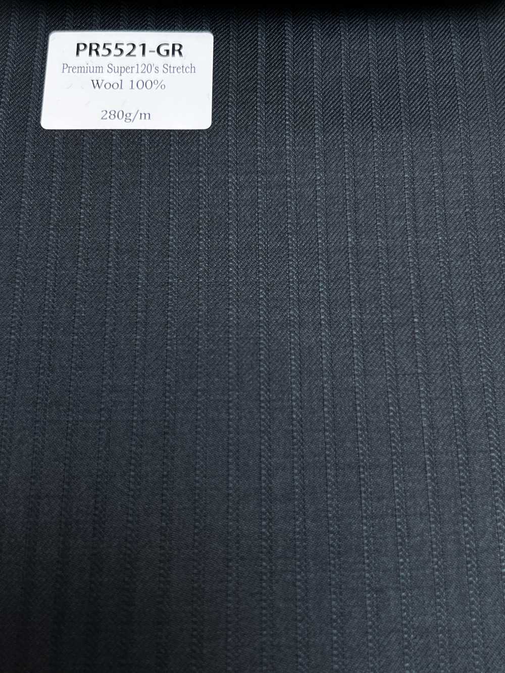PR5521-GR 定番  国産 Premium Super120's Stretch ストライプ グリーン[生地] 細井商事株式会社