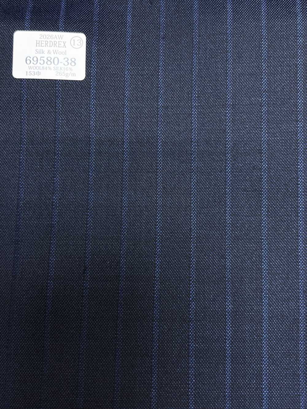 69580-38 26AW HERDREX 【Silk & Wool】 シルクアンドウール 紺 シャドウストライプ[生地] 国島株式会社