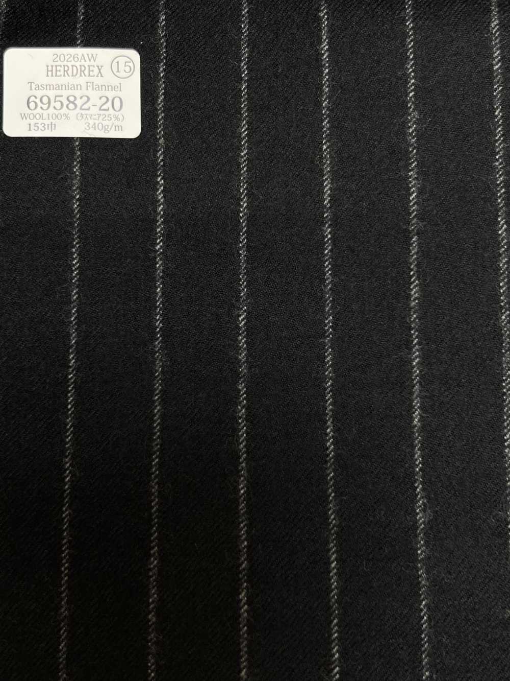 69582-20 26AW HERDREX 【Tasmanian Flannel】 シルクアンドウール 紺 ストライプ[生地] 国島株式会社