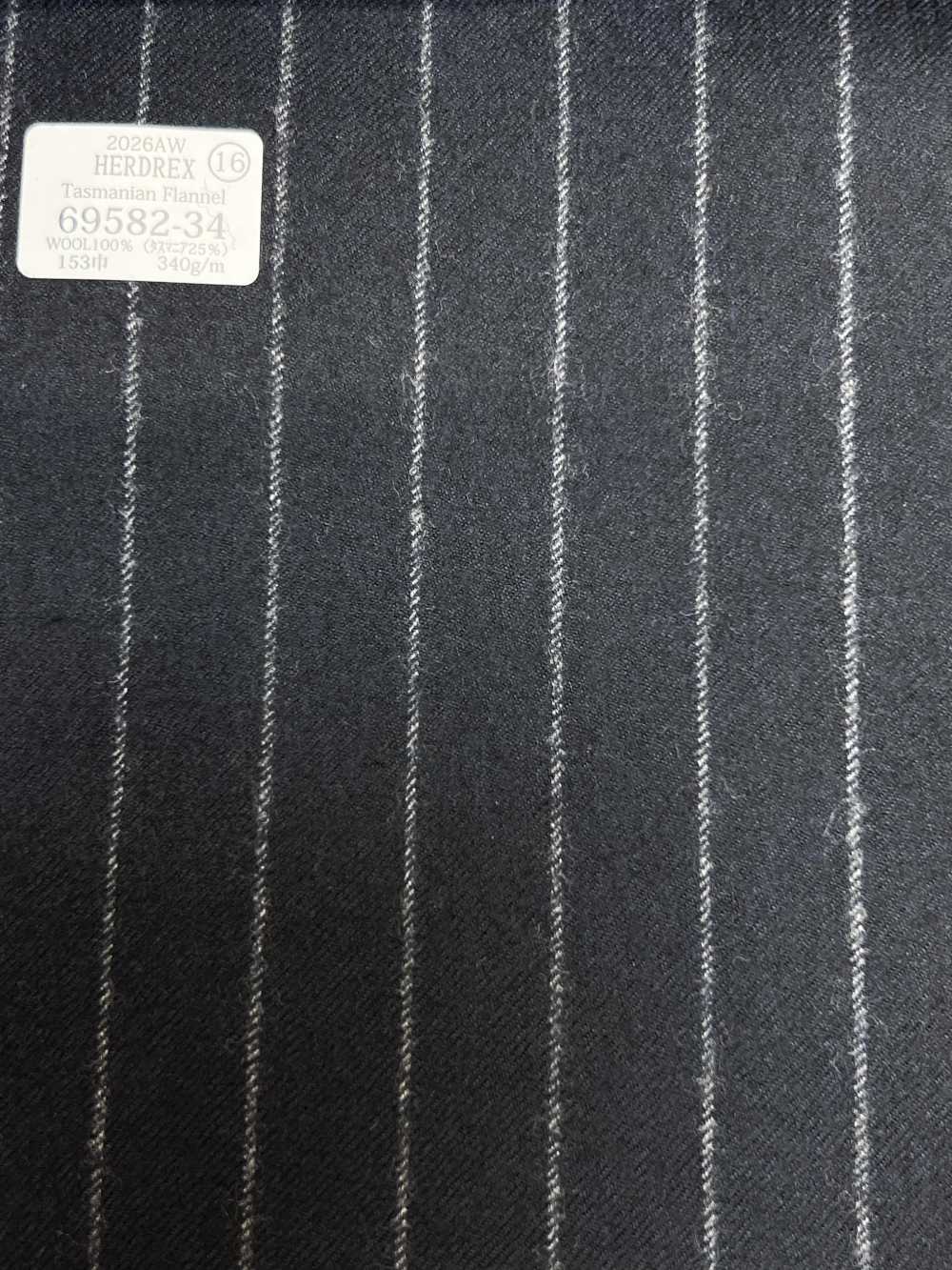 69582-34 26AW HERDREX 【Tasmanian Flannel】 シルクアンドウール 紺 ストライプ[生地] 国島株式会社