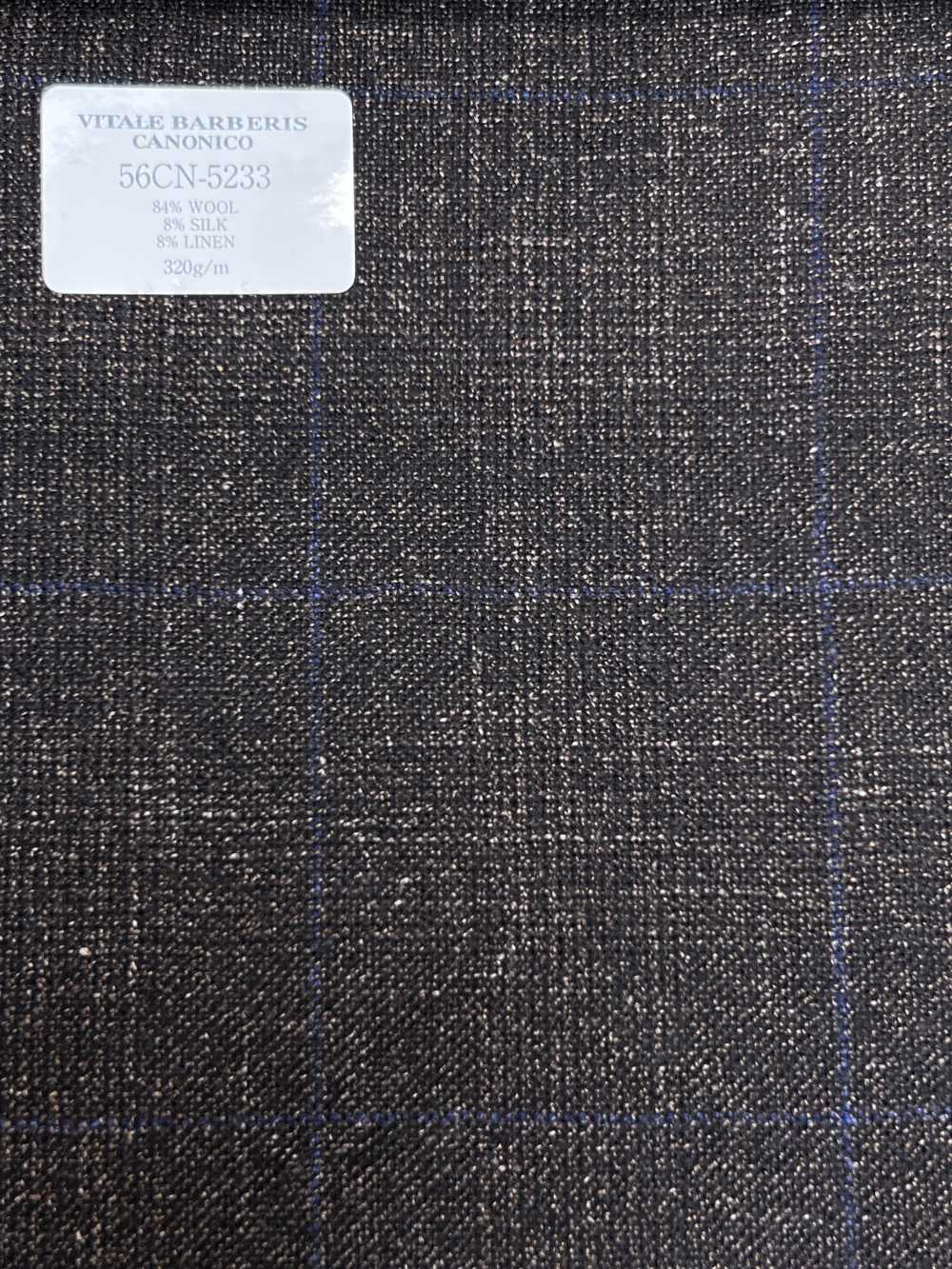 56CN5233 CANONICO(カノニコ) WOOL SILK & LINEN FANCY SUITING ブラウン/ブルー ウィンドウペン[生地] CANONICO(カノニコ)