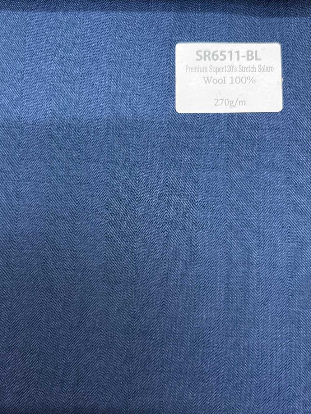 SR6511-BL 定番  国産 Premium Super120's Stretch Solaro ブルー 無地 玉虫色[生地] 細井商事株式会社