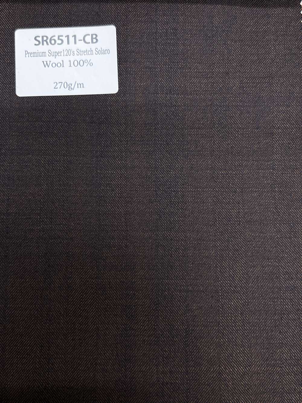 SR6511-CB 定番  国産 Premium Super120's Stretch Solaro チャコールブラウン 無地 玉虫色[生地] 細井商事株式会社
