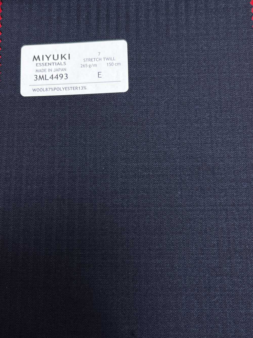 3ML4493 26AW 御幸生地 MIYUKI エッセンシャルズ ESSENTIALS STRETCH TWILL 紺 ストライプ 御幸毛織(ミユキ)
