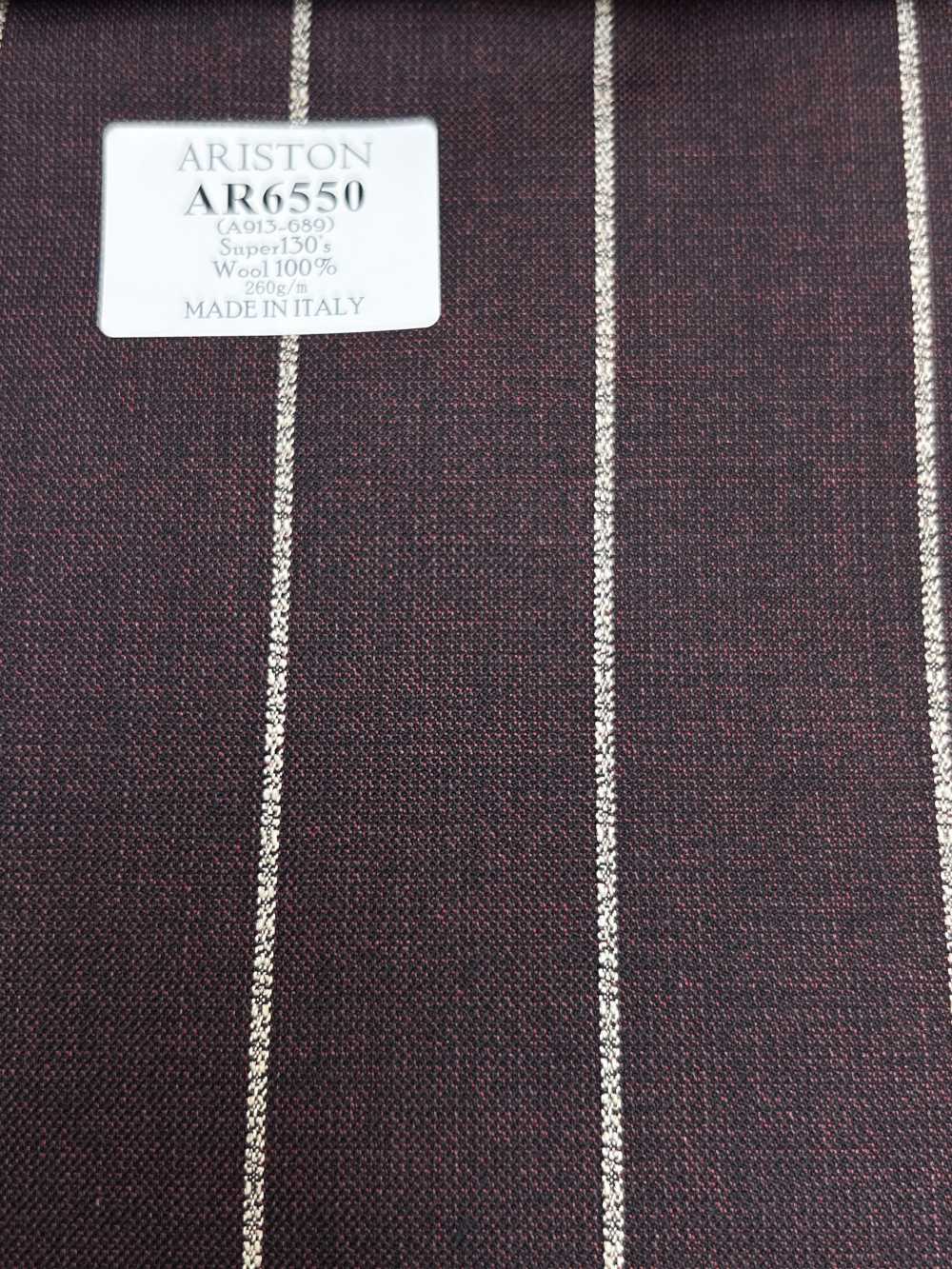 AR6550 ARISTON Super130's ブラウン×白 ストライプ[生地] 細井商事株式会社
