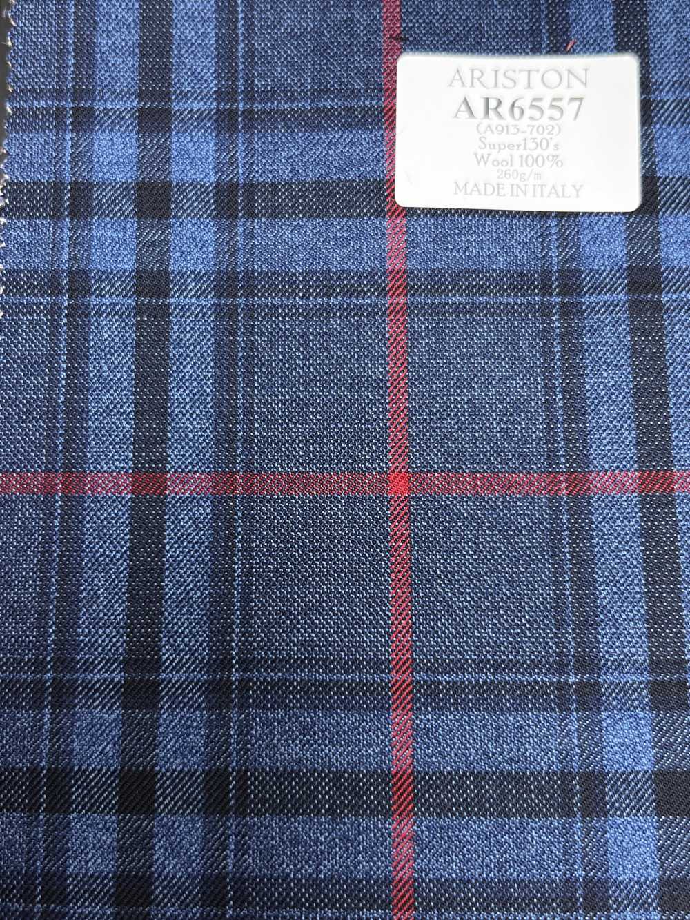 AR6557 ARISTON Super130's ネイビー チェック[生地] 細井商事株式会社