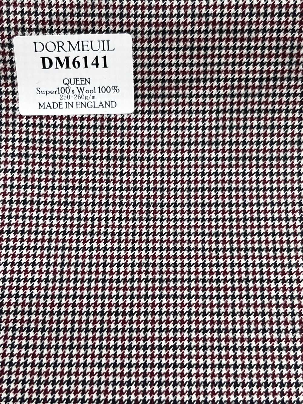 DM6141 DORMEUIL QUEEN Super100's ブラック×レッド 千鳥格子[生地] 細井商事株式会社