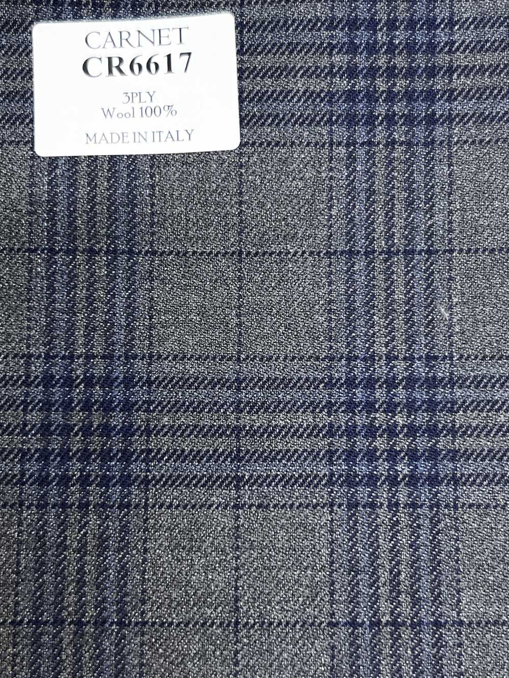 CR6617 CARNET 3PLY グレー×ネイビー チェック[生地] 細井商事株式会社